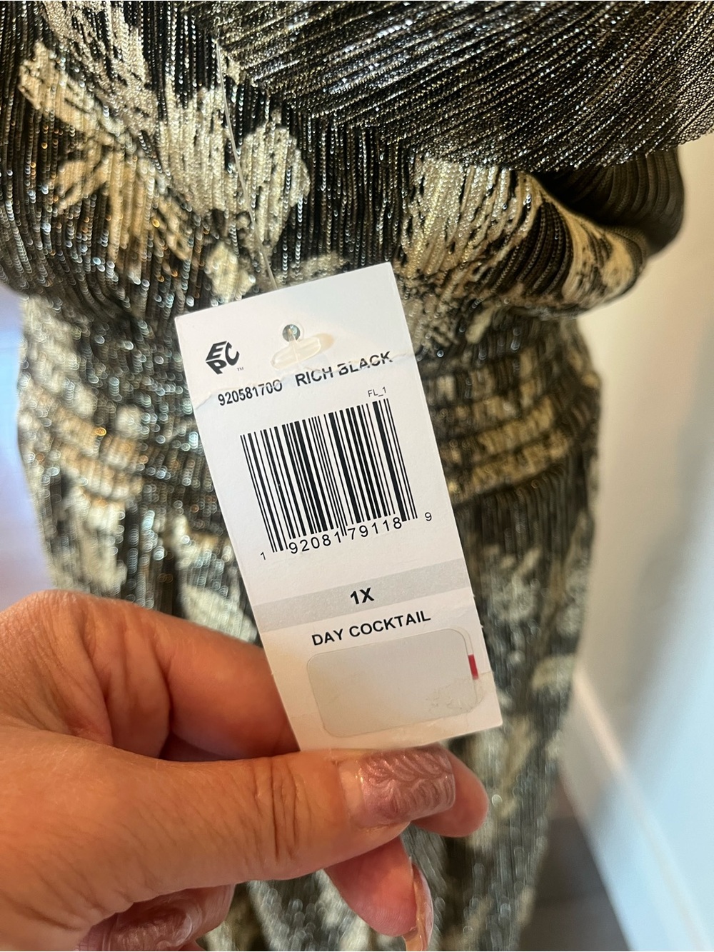 MSK Floral Pleated V-Neck Midi Dress metallic 1X NWT - Picture 2 of 6